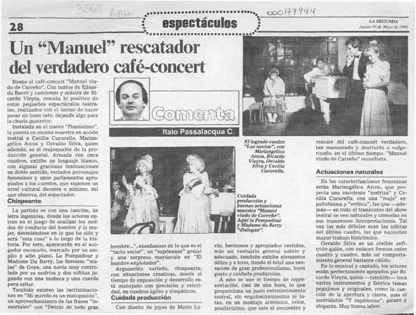 Un "Manuel" rescatador del verdadero café-concert  [artículo] Italo Passalacqua C.