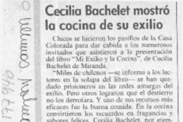 Cecilia Bachelet mostró la cocina de su exilio  [artículo].