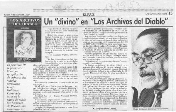 Un "divino" en "Los archivos del diablo"  [artículo] Enrique Ramírez Capello.