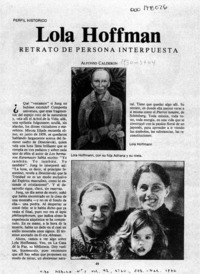 Lola Hoffman retrato de persona interpuesta  [artículo] Alfonso Calderón.