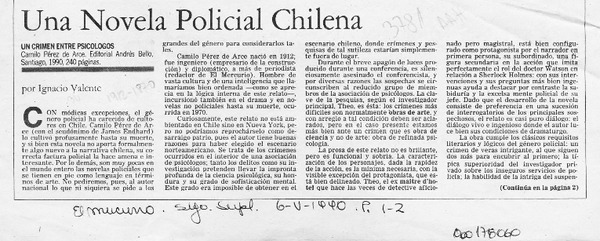 Una novela policial chilena  [artículo] Ignacio Valente.