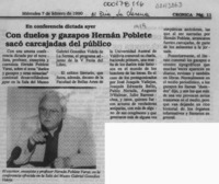 Con duelos y gazapos Hernán Poblete sacó carcajadas al público  [artículo].