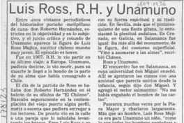 Luis Ross, R. H. y Unamuno  [artículo] Guillermo Arrieta Muñoz.