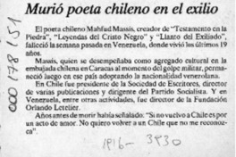 Murió poeta chileno en el exilio  [artículo].