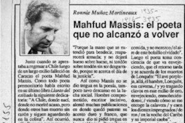 Mahfud Massis, el poeta que no alcanzó a volver