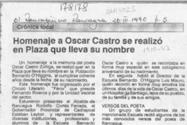 Homenaje a Oscar Castro se realizó en plaza que lleva su nombre  [artículo].