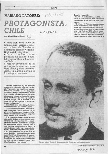 Protagonista, Chile  [artículo] Miguel Moreno Monroy.