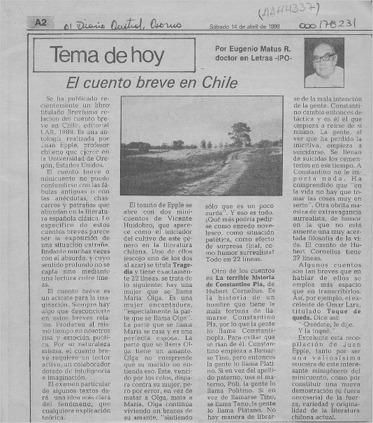 El cuento breve en Chile  [artículo] Eugenio Matus R.