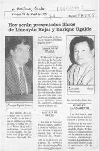 Hoy serán presentados libros de Lincoyán Rojas y Enrique Ugalde  [artículo].