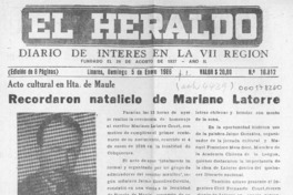 Recordaron natalicio de Mariano Latorre  [artículo].