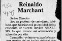 Reinaldo Marchant  [artículo] José Valenzuela Dágostinos.