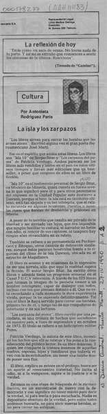 La isla y los zarpazos  [artículo] Antonieta Rodríguez París.