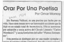 Orar por una poetisa  [artículo] Omar Monroy.