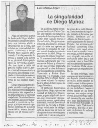 La singularidad de Diego Muñoz  [artículo] Luis Merino Reyes.