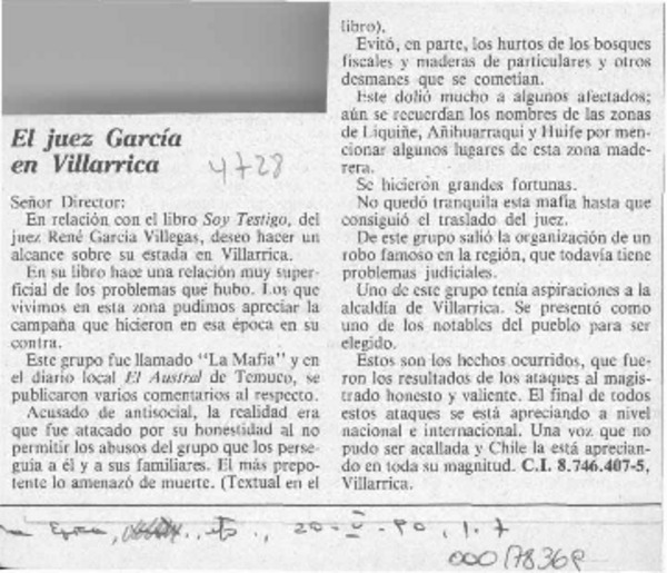 El Juez García en Villarrica  [artículo].