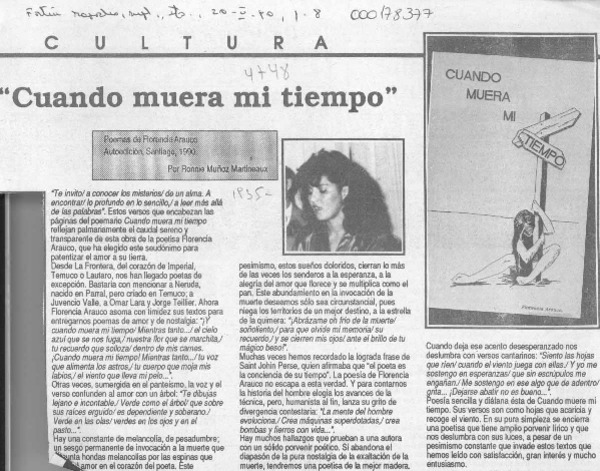 "Cuando muera mi tiempo"  [artículo] Ronnie Muñoz Martineaux.