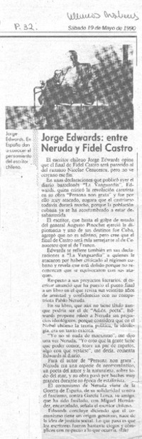Jorge Edwards, entre Neruda y Fidel Castro
