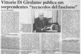 Vittorio Di Girolamo publica sus sorprendentes "recuerdos del fascismo"