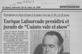 Enrique Lafourcade presidirá el jurado de "Cuánto vale el show"  [artículo].