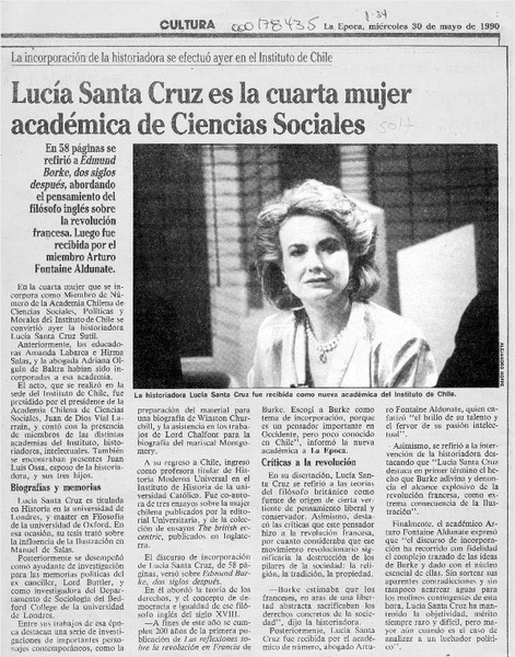 Lucía Santa Cruz es la cuarta mujer académica de Ciencias Sociales  [artículo].