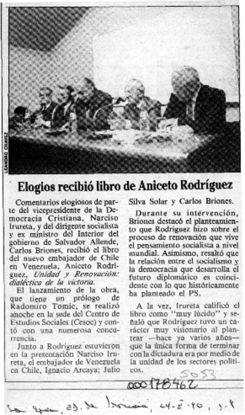 Elogios recibió libro de Aniceto Rodríguez  [artículo].