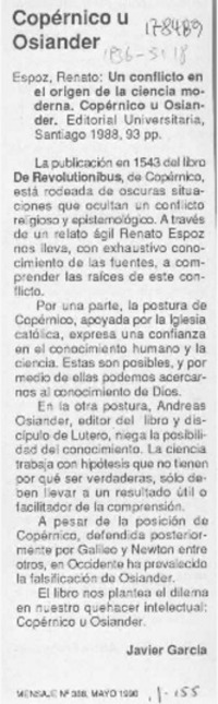 Copérnico u Osiander  [artículo] Javier García.