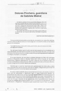 Dolores Pincheira, guardiana de Gabriela Mistral  [artículo] Gastón von dem Bussche A.
