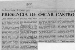 Presencia de Oscar Castro  [artículo] Héctor Leiva Oyarzún.