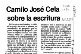 Camilo José Cela sobre la escritura  [artículo].