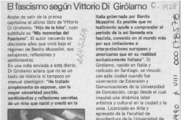 El Fascismo según Vittorio Di Girólamo  [artículo].