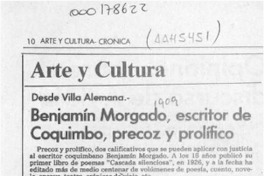 Benjamín Morgado, escritor de Coquimbo, precoz y prolífico  [artículo] Pedro Mardones Barrientos.