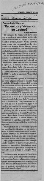 "Recuerdos y vivencias de Copiapó"  [artículo] Omar Monroy.
