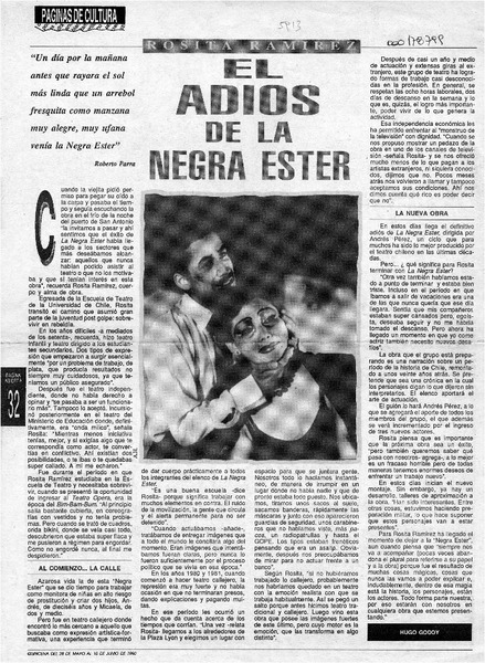 El adiós de la negra Ester  [artículo] Hugo Godoy.