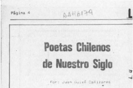 Poetas chilenos de nuestro siglo  [artículo] Juan Guixé Cañizares.