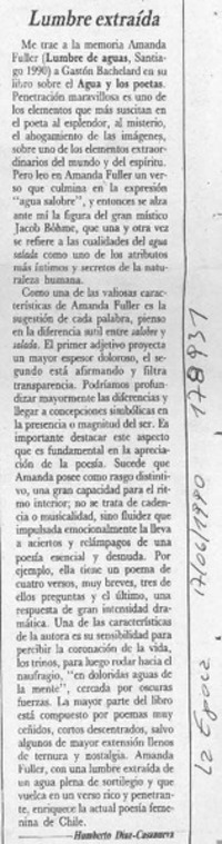 Lumbre extraída  [artículo] Humberto Díaz-Casanueva.