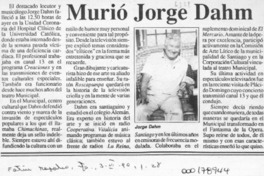 Murió Jorge Dahm  [artículo].