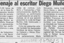 Homenaje al escritor Diego Muñoz  [artículo].