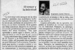 El temor y la felicidad  [artículo] Reginaldo Zurita Chávez.