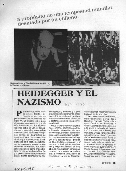 Heidegger y el nazismo  [artículo].
