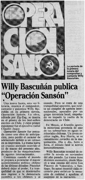 Willy Bascuñan publica "Operación Sansón"