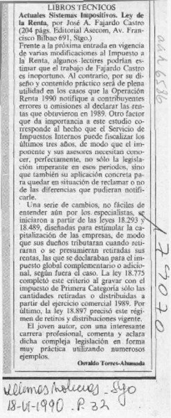 Actuales sistemas impositivos  [artículo] Osvaldo Torres-Ahumada.