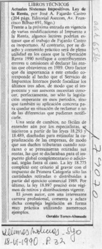 Actuales sistemas impositivos  [artículo] Osvaldo Torres-Ahumada.
