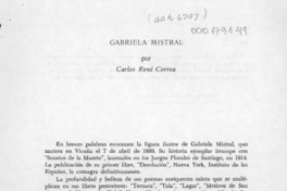 Gabriela Mistral  [artículo] Carlos René Correa.