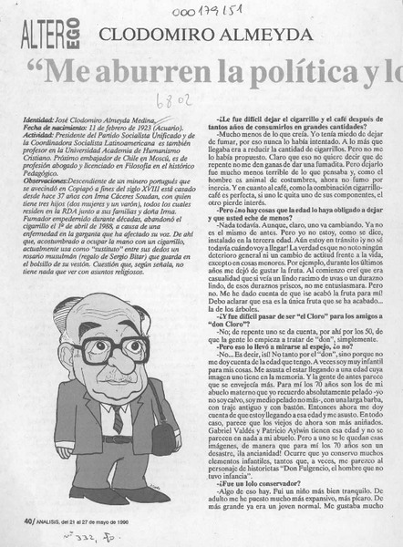 "Me aburren la política y los majaderos"  [artículo] Alejandra Miranda.