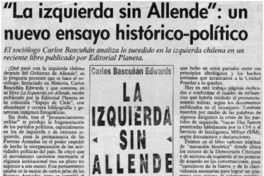 "La izquierda sin Allende", un nuevo ensayo histórico-político