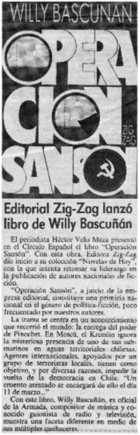 Editorial Zig-Zag lanzó libro de Willy Bascuñán