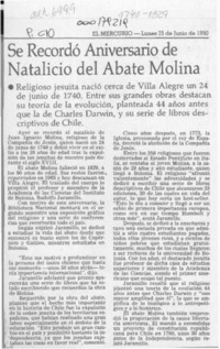 Se recordó aniversario de natalicio del Abate Molina  [artículo].