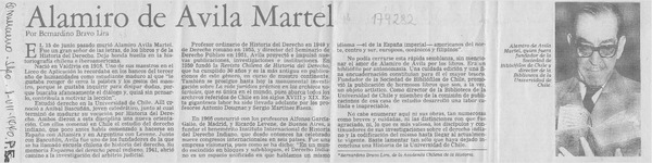 Alamiro de Avila Martel  [artículo] Bernardino Bravo Lira.