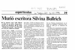 Murió escritora Silvina Bullrich  [artículo].