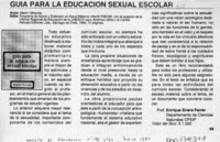 Guía para la educación sexual escolar  [artículo] Enrique Sirera Ferrer.